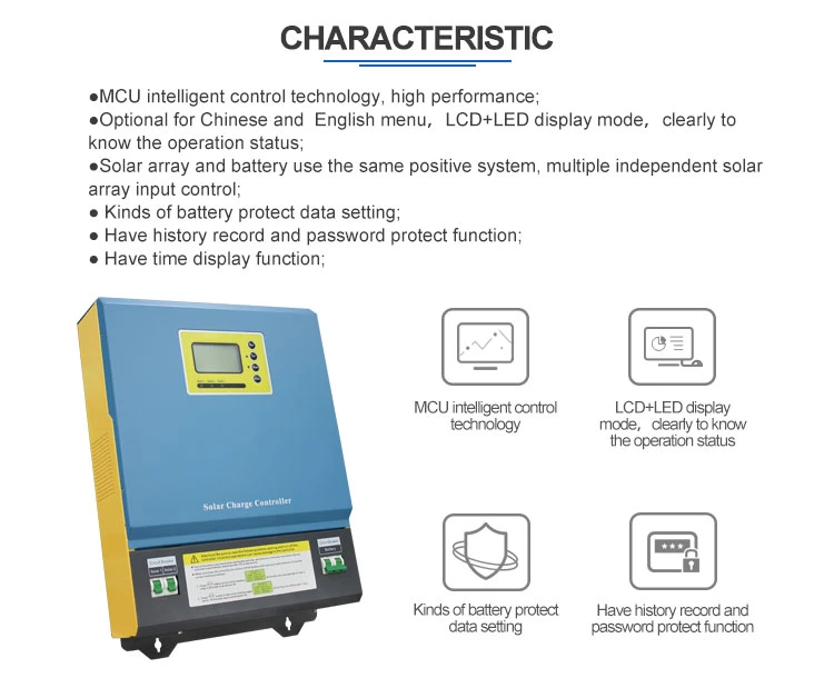 Wall Mounted Solar Power System Charger 96V 192V 220V 384V 100A Solar Charge Controller